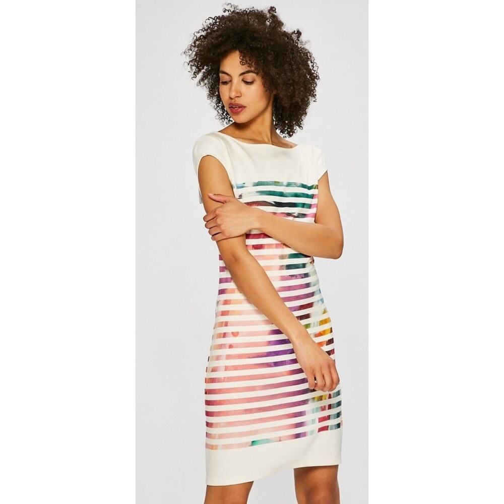 Desigual ladies short sleeve striped dress size L
